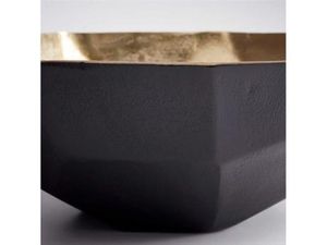 Cuenco Hexa geométrico moderno, plato de fruta de Metal facetado negro mate y dorado para comedor y mesa de café con estilo - Product Image 2