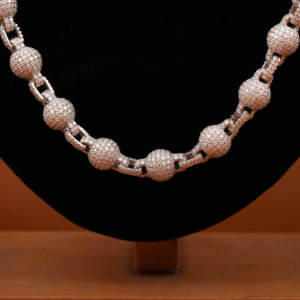 Collar de cadena de moissanita con abalorio vinculado de bola de hip-hop de 8 Mm y 22 pulgadas en oro de 14KT, cadena de eslabones cubanos de nuevo estilo de moda para hombres - Product Image 3