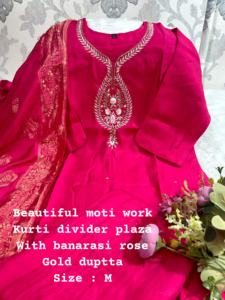 Kurti Palazzo และ Dupatta ผ้าวิสคอสแฟนซีงานปักลายด้วยมือจากนักออกแบบเป็นครั้งคราว - Product Image 3