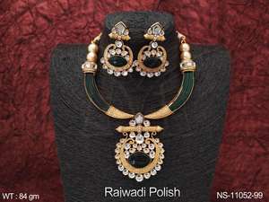 Rajwadi plaqué fantaisie style fête porter belle Kundan bijoux concepteur Kundan ensemble de collier court - Product Image 4