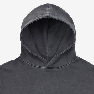 Sudadera con Capucha Negra Desgastada, Lavada al Ácido, 100% Algodón, 400 GSM, Peso Pesado, Sudadera Vintage para Hombre, Invierno - Product Image 3