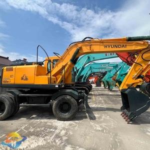 Mini-excavatrice Hyundai R150W-7 d'occasion de haute qualité, roues, prix bas, vente flash, moteur Cummins Doosan, option d'occasion disponible - Product Image 5