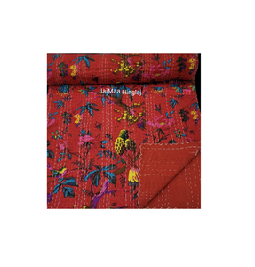 Colchas King Size de algodón puro Kantha trabajo Patchwork Gudri artesanía india bordado Floral patrón sábana para el hogar - Product Image 4