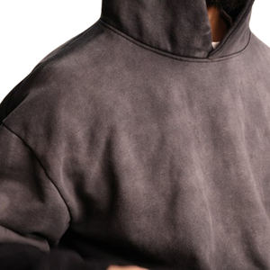 Qualité supérieure Double Pigment Wash 500 GSM Coton Mélangé À Capuche Drop Shoulder Cropped Fit Hoodies - Product Image 5