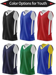 Uniformes atléticos personalizados para niños, Conjunto de camiseta y pantalones cortos de baloncesto Reversible para práctica deportiva de equipo, pieza única de doble cara - Product Image 5