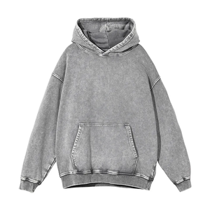 OEM Vente en gros Sweat à capuche pour hommes qualité supérieure délavé à l'acide Anti-Shrink Basics Logo personnalisé en coton mélangé pour l'hiver - Product Image 3