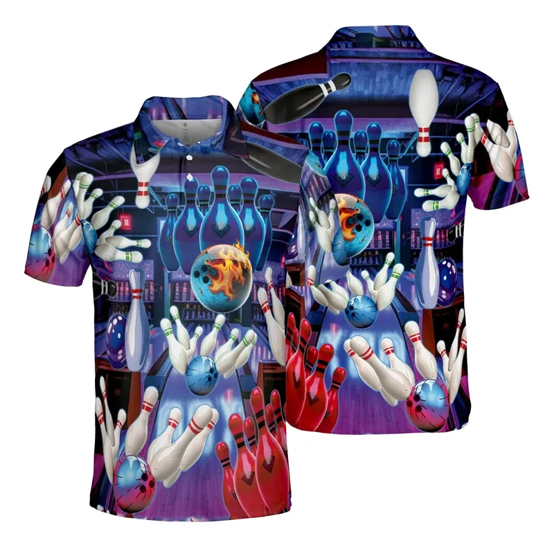 Grafischer Druck Herren Sublimation Bowling Polo-Shirt Schlussverkauf Sublimationsdruck Team individuelle Bowling-Shirts