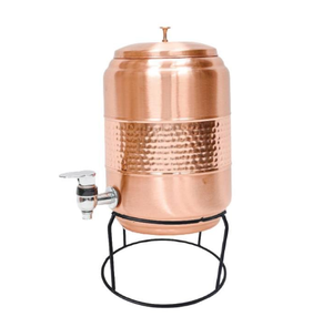 Dispensador de agua de cobre martillado brillante tradicional personalizado Tapa de metal hecha a mano ecológica Precio a granel - Product Image 6