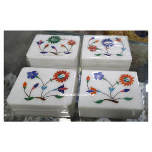 New Amazing Design Pure <b>White</b> Marble Inlay Rectangular Shape Jewelry Storage <b>Boxes</b> for Fine Finishing for Home Decoration - Product Image 1