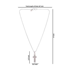 Cubic Zircon <b>Cross</b> Pendant Chain Necklace CZ Jewellery Gift For Women <b>Men</b> - Product Image 3