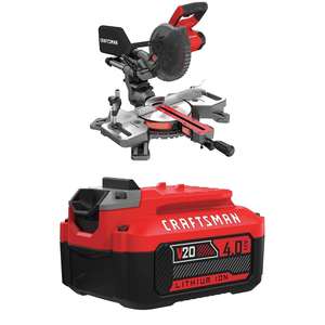 Kit de scie à onglet coulissante de 7-1/4 pouces avec batterie lithium-ion de 4,0 Ah pour la découpe du bois, du métal et des carreaux, pour un usage domestique ou industriel - Product Image 1