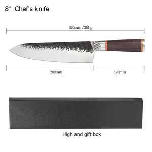 Vente en gros personnalisé de haute qualité OEM ODM Service professionnel en acier inoxydable motif couteau de chef de cuisine lame tranchante fixe - Product Image 6