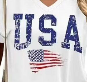 Camiseta de camuflaje con bandera americana, ropa de punto de algodón de manga corta Unisex, venta al por mayor, diseño patriótico a granel - Product Image 2