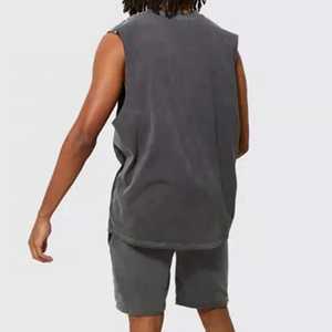 Ropa de calle de buena calidad, camisetas sin mangas con serigrafía, camisetas recortadas de lavado ácido para hombres, camisetas sin mangas - Product Image 2