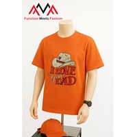 T-shirt orange à manches courtes, imprimé graphique, coupe décontractée, respirant, en mélange de terylène et de coton (TC) vietnamien