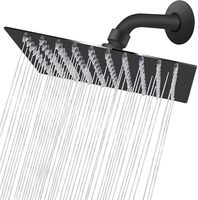 Cabezal de Ducha Cuadrado de 8 Pulgadas, Moderno y Minimalista, de Acero Inoxidable SUS304 Negro, Montado en el Techo, con Efecto Lluvia, para Villas de Lujo