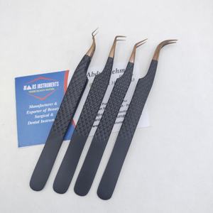 Pestañas clásicas Pinzas de extensión de pestañas de acero inoxidable sostenibles con punta puntiaguda de oro negro - Product Image 6