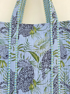 Sacs de marché matelassés en coton indien faits à la main imprimés en blocs pour faire du shopping sacs fourre-tout en coton et sacs Jhola - Product Image 6