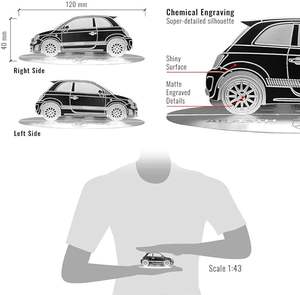 Modelo de Silueta Grabada Abarth para Fiat 500 en Acero Inoxidable, Modelo de Herramienta Giratoria 8016408112032 - Product Image 4