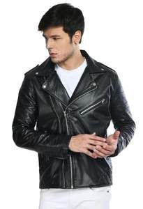 แจ็กเก็ตหนังสำหรับผู้ชายให้ความอบอุ่นในฤดูหนาวแจ็กเก็ตแขนยาวสำหรับผู้ชายสวมใส่สบายมีสไตล์ - Product Image 3