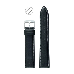 Unisex 401 Black WS QR Luxury <b>Leather</b> Smartwatch Band Stainless Steel Buckle Soft Adjustable Watch Strap Watch Bands Watch Part - Product Image 1