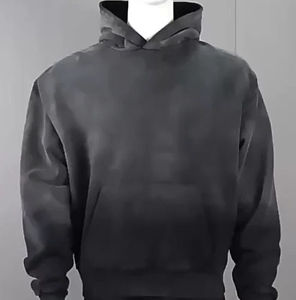 Nouveau sweat à capuche pour homme en molleton délavé à l'acide, logo personnalisé, décontracté, uni, 420g, hiver, surdimensionné, bas déchiré - Product Image 2