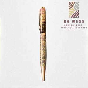 Luxe fait à la main 0.7mm torsion stylo à bille multifonctionnel plume corps stabilisé Vietnam café bois améthyste stylos de haute qualité - Product Image 6