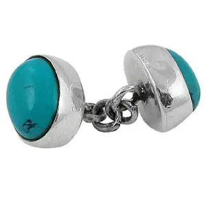 Mancuernillas de Plata de Ley 925 con Turquesa para Hombre, Joyería de Moda, Regalo, Elegantes Clips para Corbata - Product Image 1