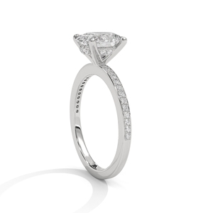 Joyería personalizada para mujer compromiso laboratorio crecido diamante sólido oro amarillo ovalado solitario Julia halo oculto y pavé anillo elegante - Product Image 3