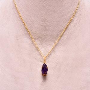 Raw Crystal Necklace Amethyst Necklace February Birthstone <b>Large</b> Rough <b>Stone</b> Layering Necklace Natural Amethyst Pendant - Product Image 1