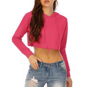 Femmes hiver chaud haut court à capuche nouveau Design Streetwear avec col à capuche dernière Collection teint uni prix de gros - Product Image 1