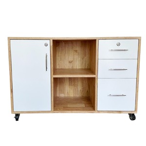 TCN68025 Minimalist Natural Wood Mobile Filing <b>Cabinet</b> Movable for Office Home Office or Workshop <b>Storage</b> - Product Image 3
