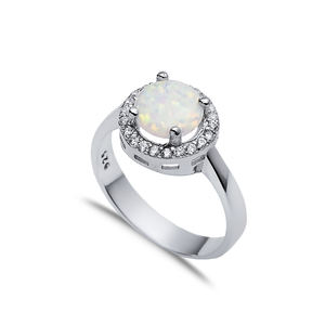 Round Design White <b>Opal</b> Stone 925 Silver Cluster <b>Ring</b> CZ Stone Turkish Handmade Wholesale 925 Sterling Silver Jewelry - Product Image 3