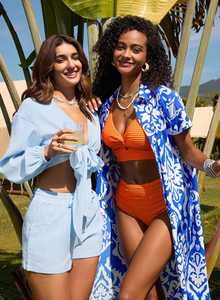 Traje de baño de dos piezas personalizado OEM para mujer, traje de baño sexy con estampado de logotipo frontal, ropa de playa - Product Image 6