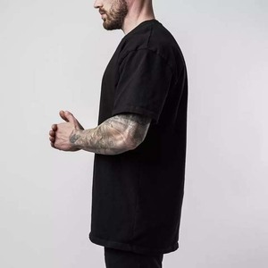 Camisetas Unisex Liso 100% Algodón Calidad Algodón Loose Fit Drop Shoulder Brand Blank Hombres Camiseta Oversized Men's Hip Hop Tee - Product Image 3