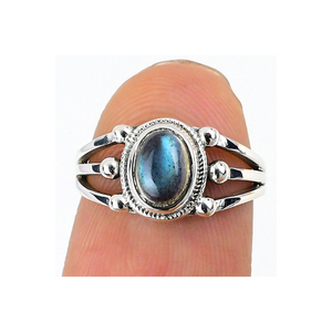 Bagues en argent Sterling massif 925 faites à la main bijoux en pierres précieuses Labradorite unisexe Style classique pour cadeau de fête de fiançailles de mariage - Product Image 5