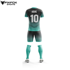 Ensemble de maillot de football personnalisé sublimé pour hommes, col en V, manches courtes, dégradé de couleurs, short, chaussettes, coupe athlétique toutes saisons - Product Image 2