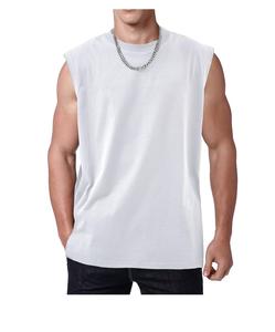 Camisetas sin mangas de entrenamiento personalizadas para hombre, camisetas de gimnasio muscular con lavado ácido, camisetas holgadas de algodón para correr y playa, OEM/ODM - Product Image 1