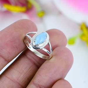 Natural Republic 925 Sterling Silver <b>Ring</b> Vintage Silver Plated Handmade Jewelry With Larimar Gemstone Bezel Setting For Parties - Product Image 4