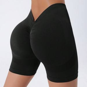 Pantalones cortos deportivos transpirables de cintura alta para Yoga y correr para mujer, verano, entrenamiento físico al aire libre, relajación, patrón de rollo trasero sin costuras - Product Image 1