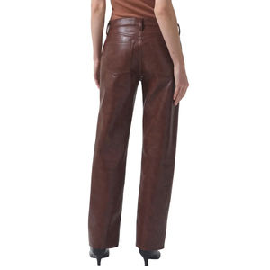 กางเกงเอวกลางหนัง PU สำหรับผู้หญิงกางเกงสไตล์ซักได้สำหรับฤดูหนาวออกแบบโลโก้ได้ตามต้องการแบบมืออาชีพ2025 - Product Image 5