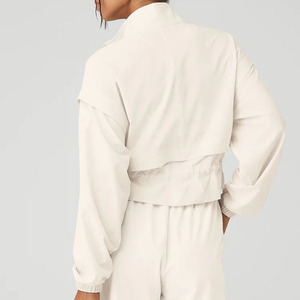 Veste coupe-vent légère à cordon de serrage en polyester et élasthanne ample de style streetwear pour femmes, veste décontractée à fermeture éclair - Product Image 6