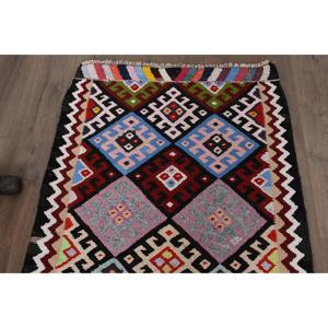 3x11.7 ft Kilim Vintage Rug, <b>Red</b> Polka dot Turkish Rug <b>Wool</b> - Product Image 4