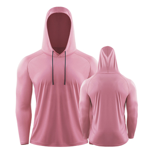 เสื้อผ้าป้องกันแสงแดดสำหรับผู้ชายมีฮู้ดแขนยาวฟิตเนสกีฬาแห้งเร็ววิ่งบาสเกตบอลเสื้อผ้าฝึกซ้อม - Product Image 3