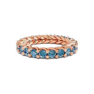 Anillo de Eternidad Redondo Azul Hielo Entrecruzado con Diamantes Cultivados en Laboratorio de 2.00 Ct Tw, Oro Sólido de 14K, Color Azul Hielo, Claridad VS, 20 Diamantes Entrelazados - Product Image 2