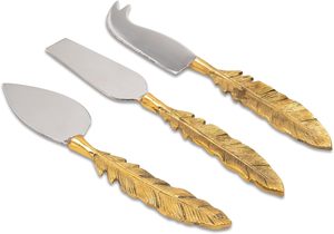 Juego de queso de metal dorado hecho a mano con mango de hoja Juego de herramientas decorativas para queso a precio asequible - Product Image 4