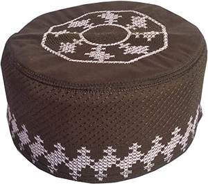 Kufi หมวกแก๊ปลายหัวกะโหลกสำหรับผู้ชายและผู้หญิง,หมวกสีล้วนปักด้วยมือหมวกไหมพรมหมวกบีนนี่สวมใส่ในฤดูร้อน - Product Image 3