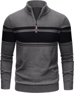 Pull en tricot décontracté pour homme W9592Y Knzhee Industry, anti-rides, anti-bouloches, respirant, fin, 100% coton, ample, uni, hiver - Product Image 2