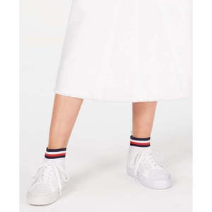 Gonna midi da donna Tommy Hilfiger in denim bianco taglia 2 con cintura decorativa regolabile - Product Image 3