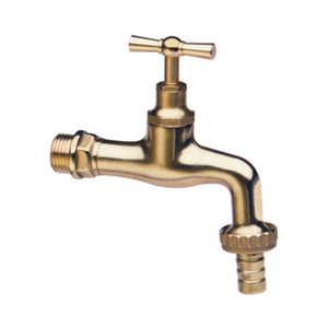 Rubinetto in Ottone Lucido 1/2" con Portagomma - Product Image 1